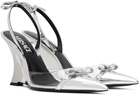 Versace Silver Gianni Ribbon Metallic Wedge 95mm Heels