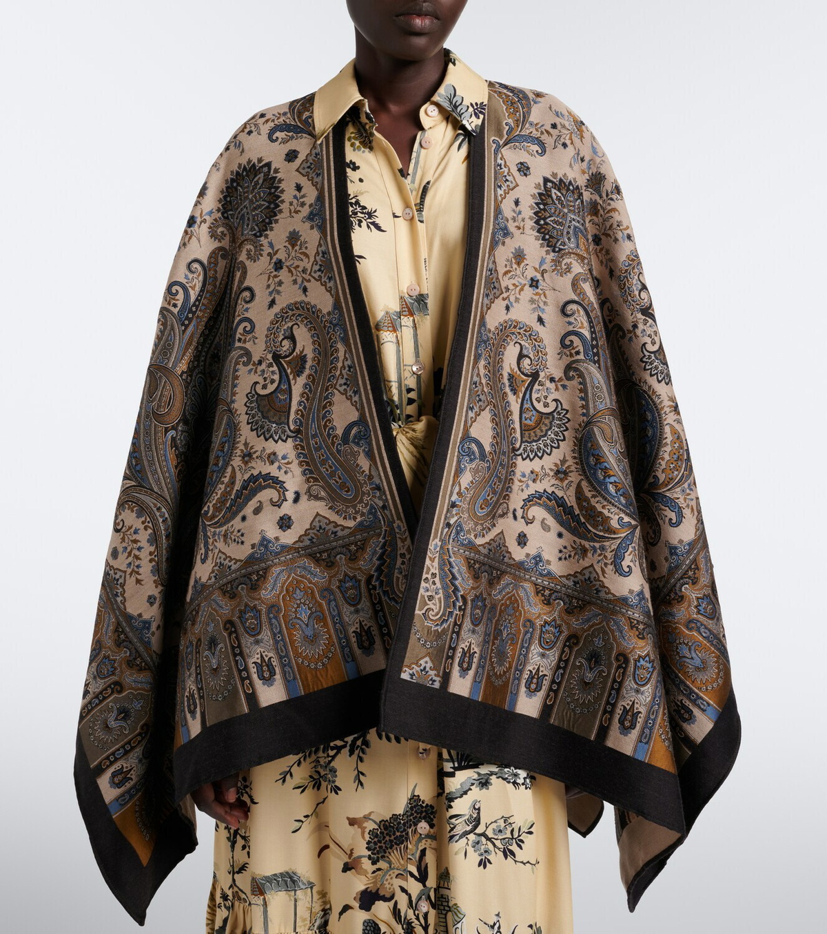 Etro Paisley jacquard wool-blend shawl