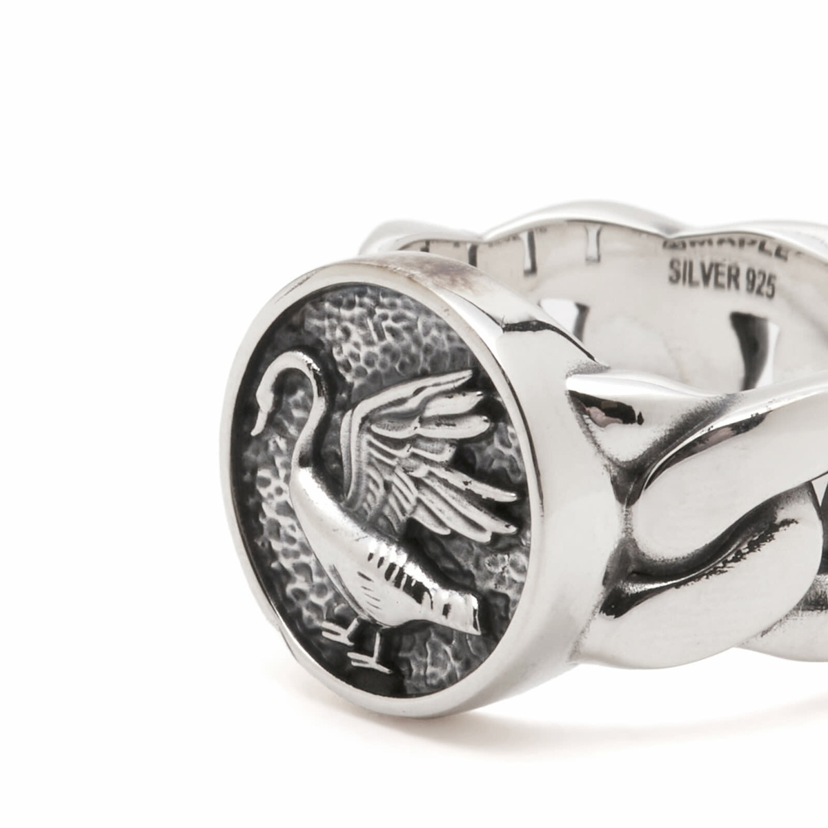 Maple Men's Swan Ring in Silver