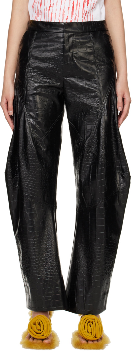 Puppets and Puppets Black Elliot Faux-Leather Trousers