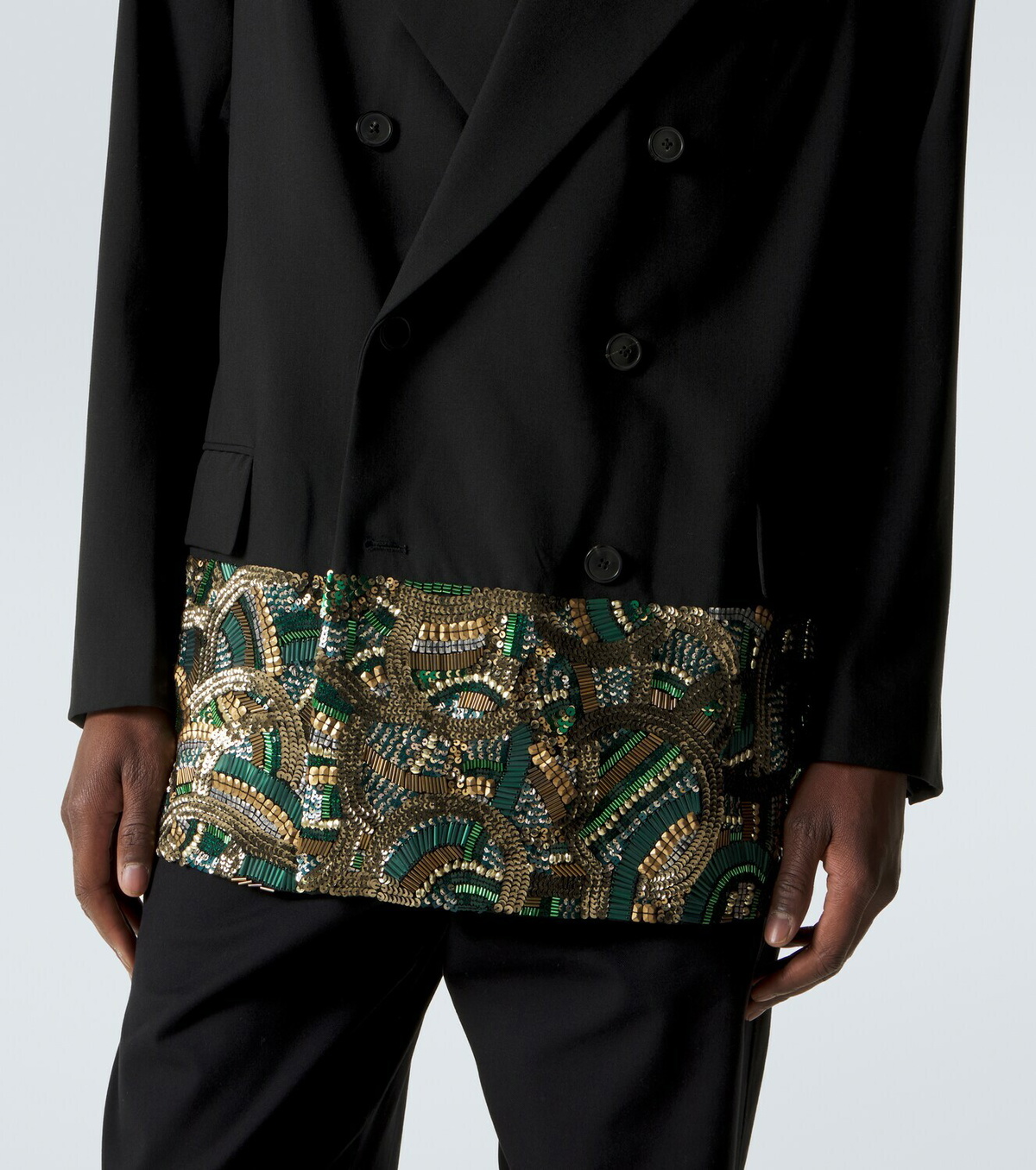 Dries Van Noten Embellished double-breasted wool blazer