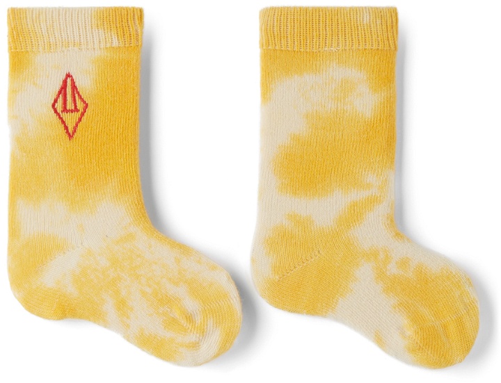 Photo: The Animals Observatory Baby Yellow & White Tie-Dye Snail Socks