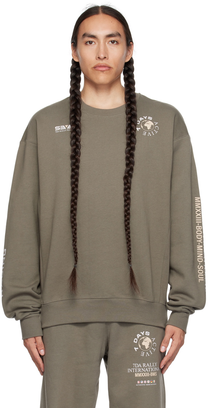 7 DAYS Active Khaki Graphic Sweatshirt