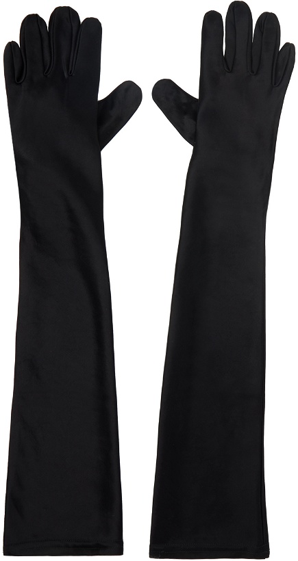 Photo: Anna Sui SSENSE Exclusive Black Satin Long Gloves