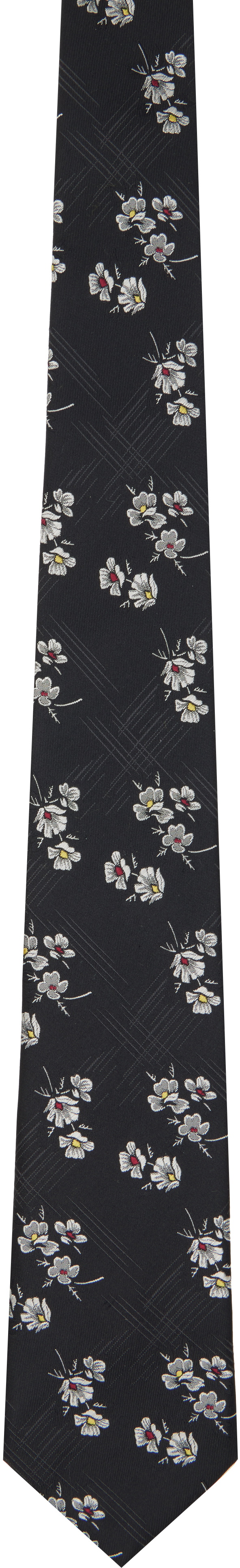 YOHJI YAMAMOTO Black Flower Plaid JQ Derby Tie