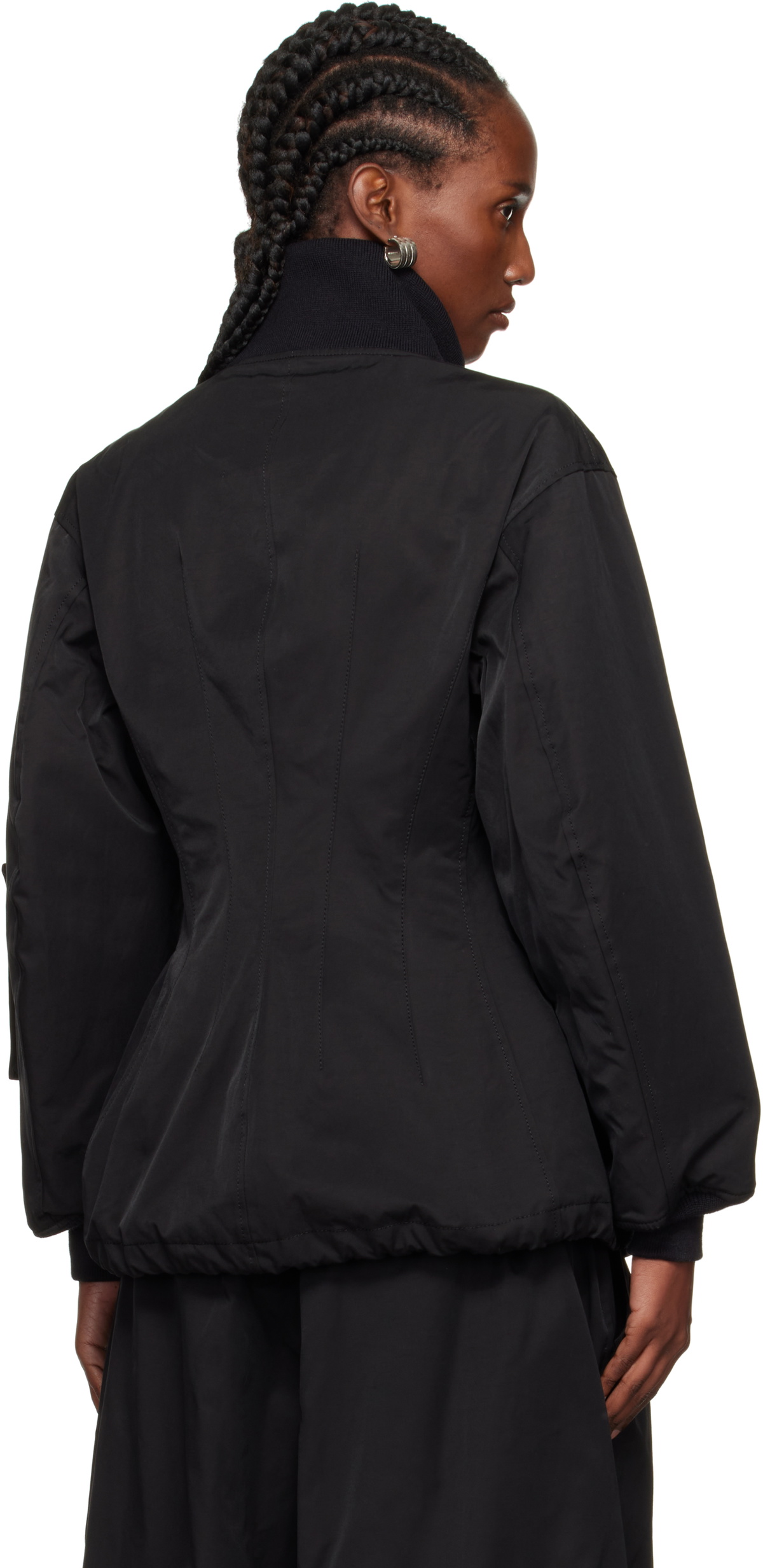 YOHJI YAMAMOTO Black Twill Darts Bomber Jacket