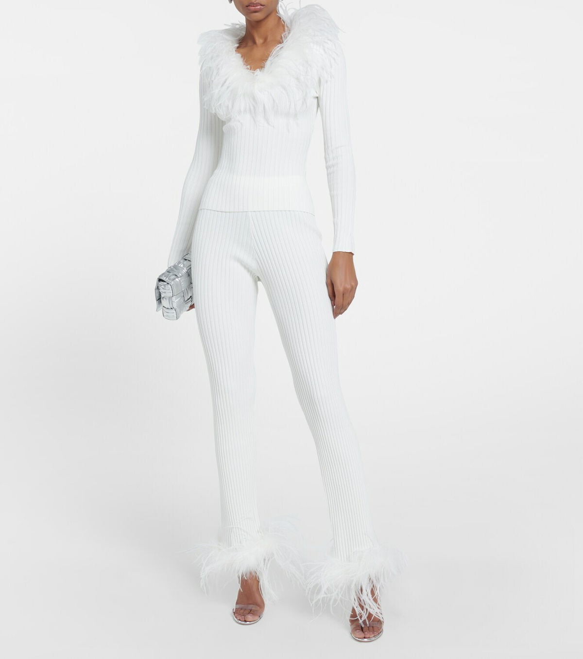 Giuseppe di Morabito Feather-trimmed knitted top