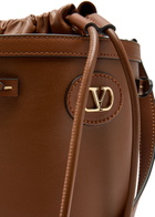 Valentino Garavani Logo-plaque Leather Drawstring Bucket bag - Brown - One Size