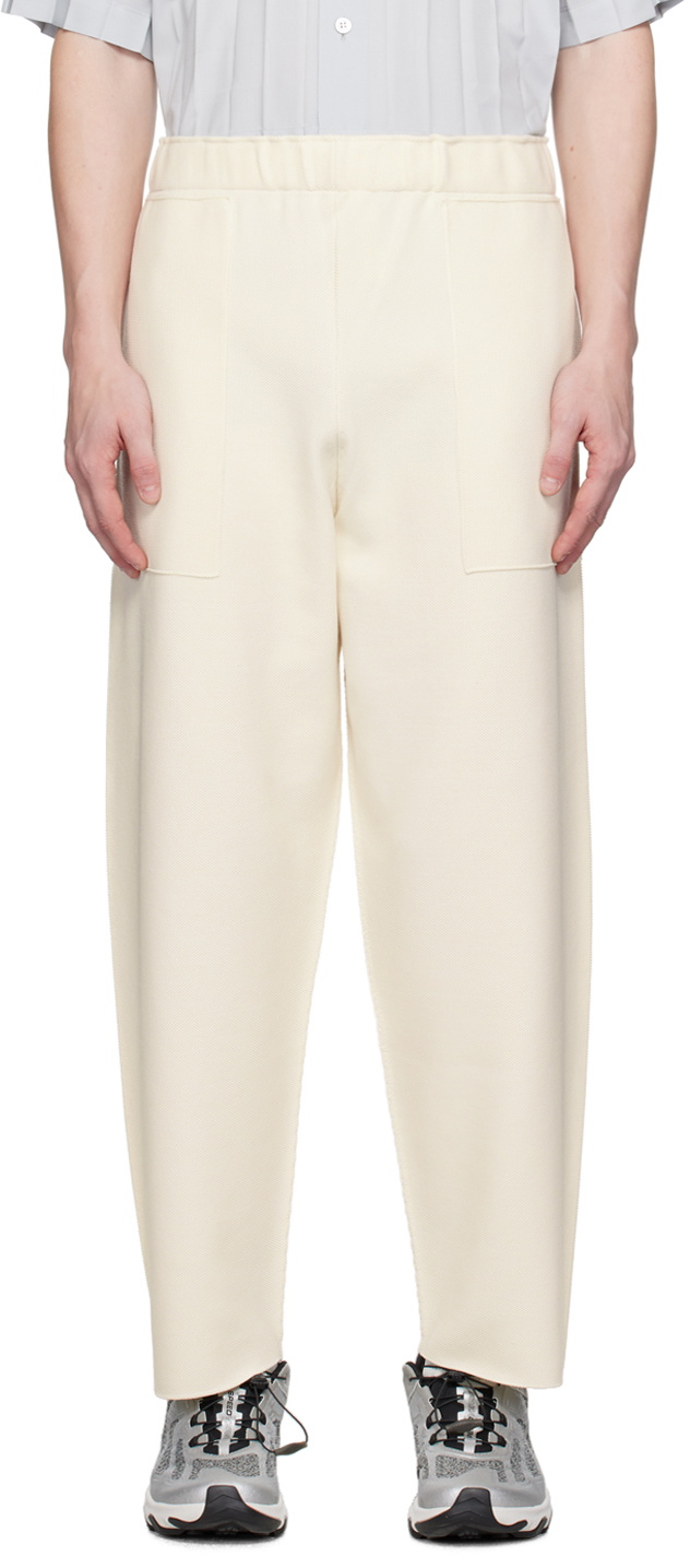 HOMME PLISSÉ ISSEY MIYAKE Off-White Inlaid Trousers Homme Plisse