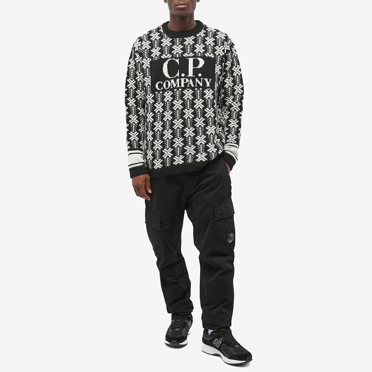 C.P. Company Men's Wool Jacquard Crew Knit in Var.02 C.P.