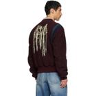 Dries Van Noten Burgundy Fringe Bomber Jacket