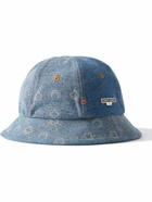 Marine Serre - Panelled Monogrammed Denim Bucket Hat - Blue