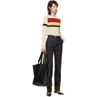 Victoria Beckham Off-White Stripe Long Sleeve Sweater