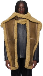 Burberry Brown Hooded Shearling Scarf