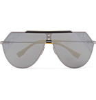 Fendi - D-Frame Logo-Print Silver-Tone Mirrored Sunglasses - Silver
