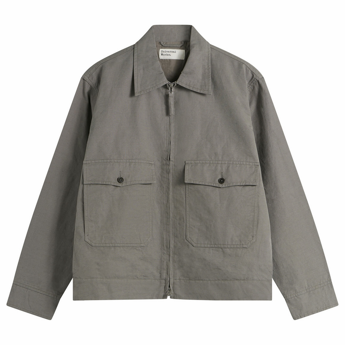 Universal Works Men's Linen Slub Weave S130 Jacket in Mid Grey