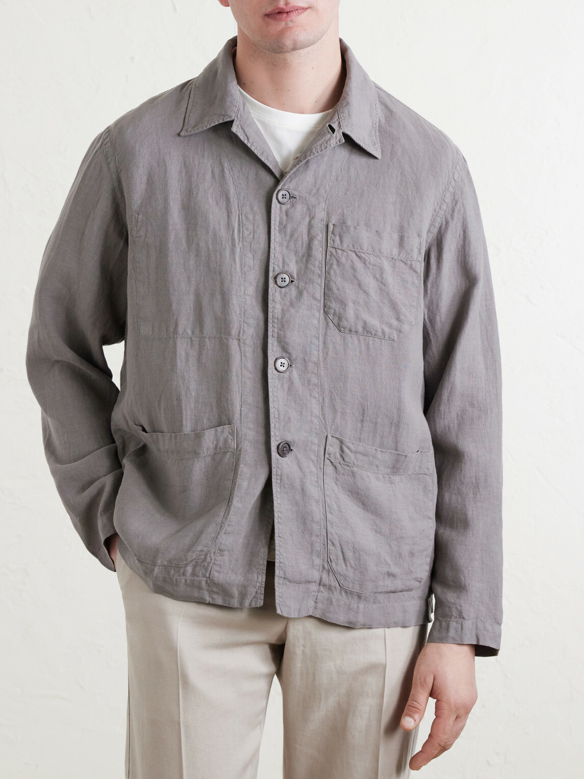 Hartford - Perry Linen and Cotton-Blend Woven Jacket - Gray