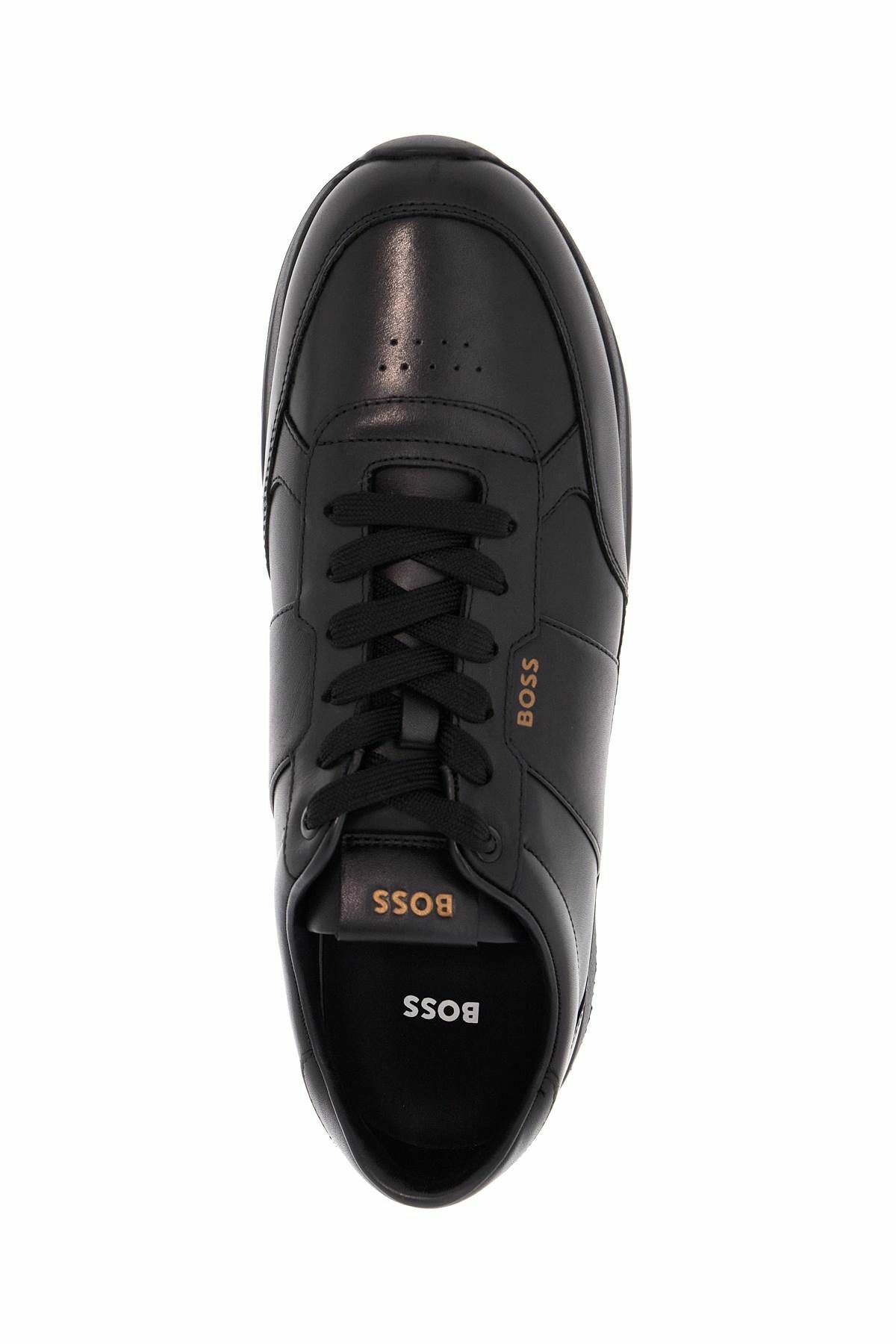 BOSS black leather minimalist sneakers with leather sole jace_runn_bu Black