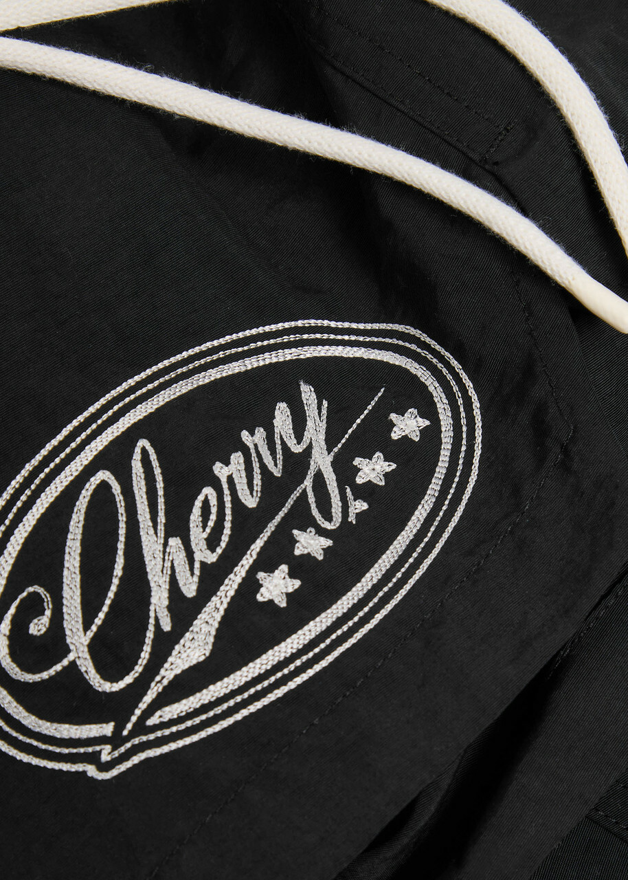 Cherry Los Angeles Five Star Logo-embroidered Nylon Swim Shorts Black