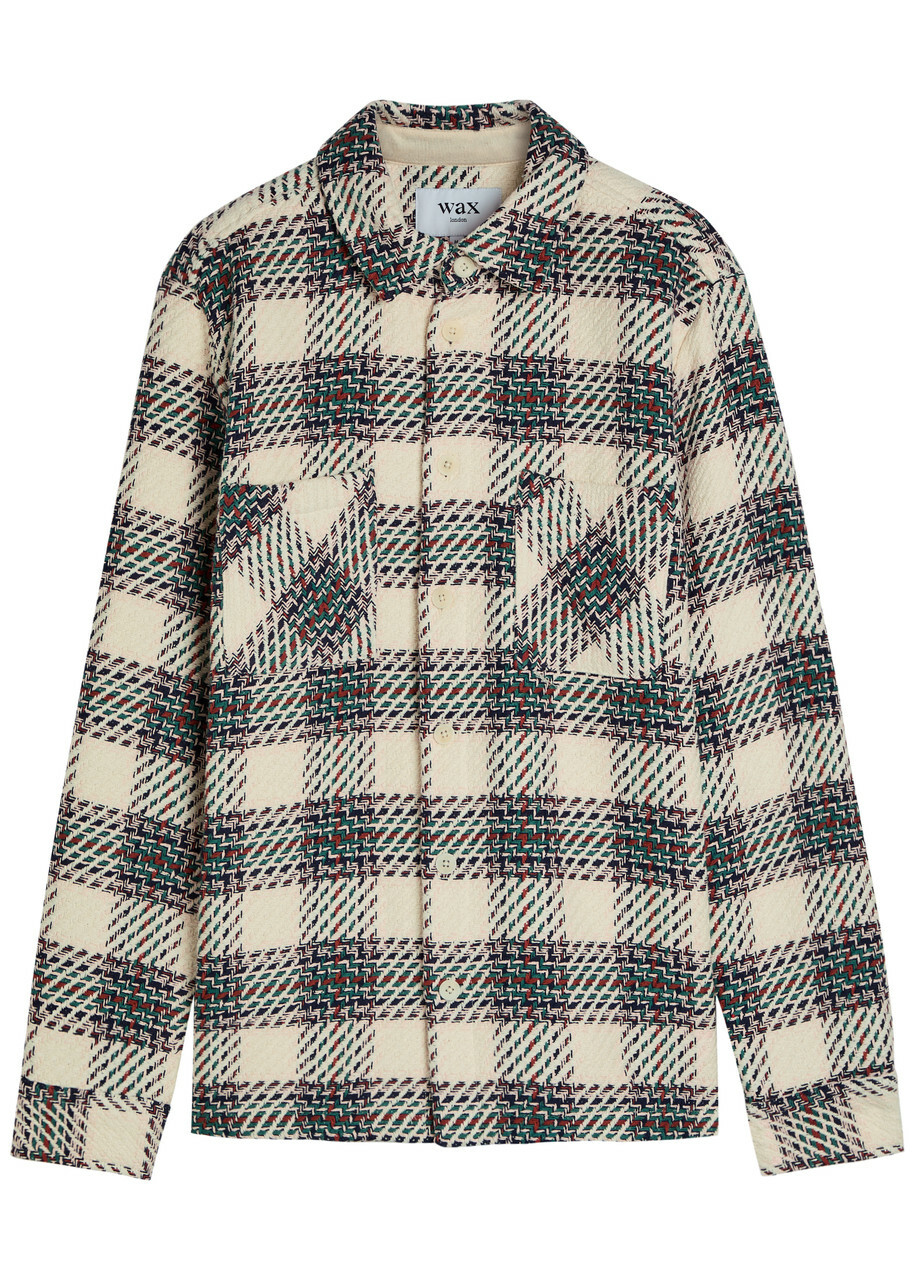 Wax London Whiting Checked Cotton-blend Overshirt Green
