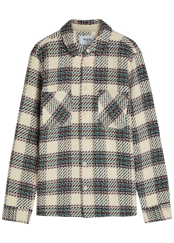 Photo: Wax London Whiting Checked Cotton-blend Overshirt Green