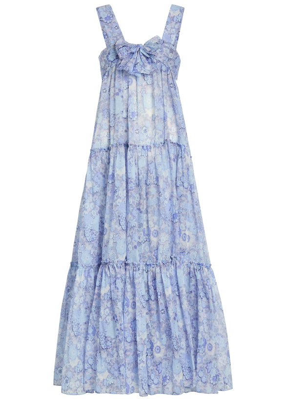 Photo: Chloe Floral-print Tiered Cotton Midi Dress Blue