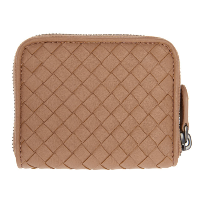 Bottega Veneta Pink Intrecciato Small Zip Around Wallet