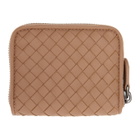 Bottega Veneta Pink Intrecciato Small Zip Around Wallet