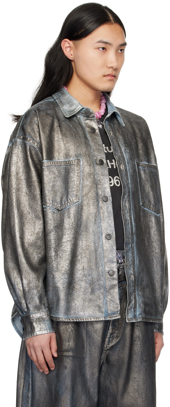 Acne Studios Silver Coated Denim Shirt Acne Studios