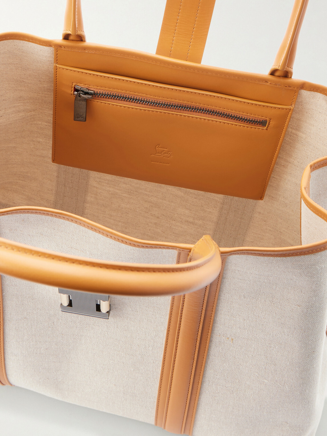 Christian Louboutin - Nox Leather-Trimmed Linen Tote Bag