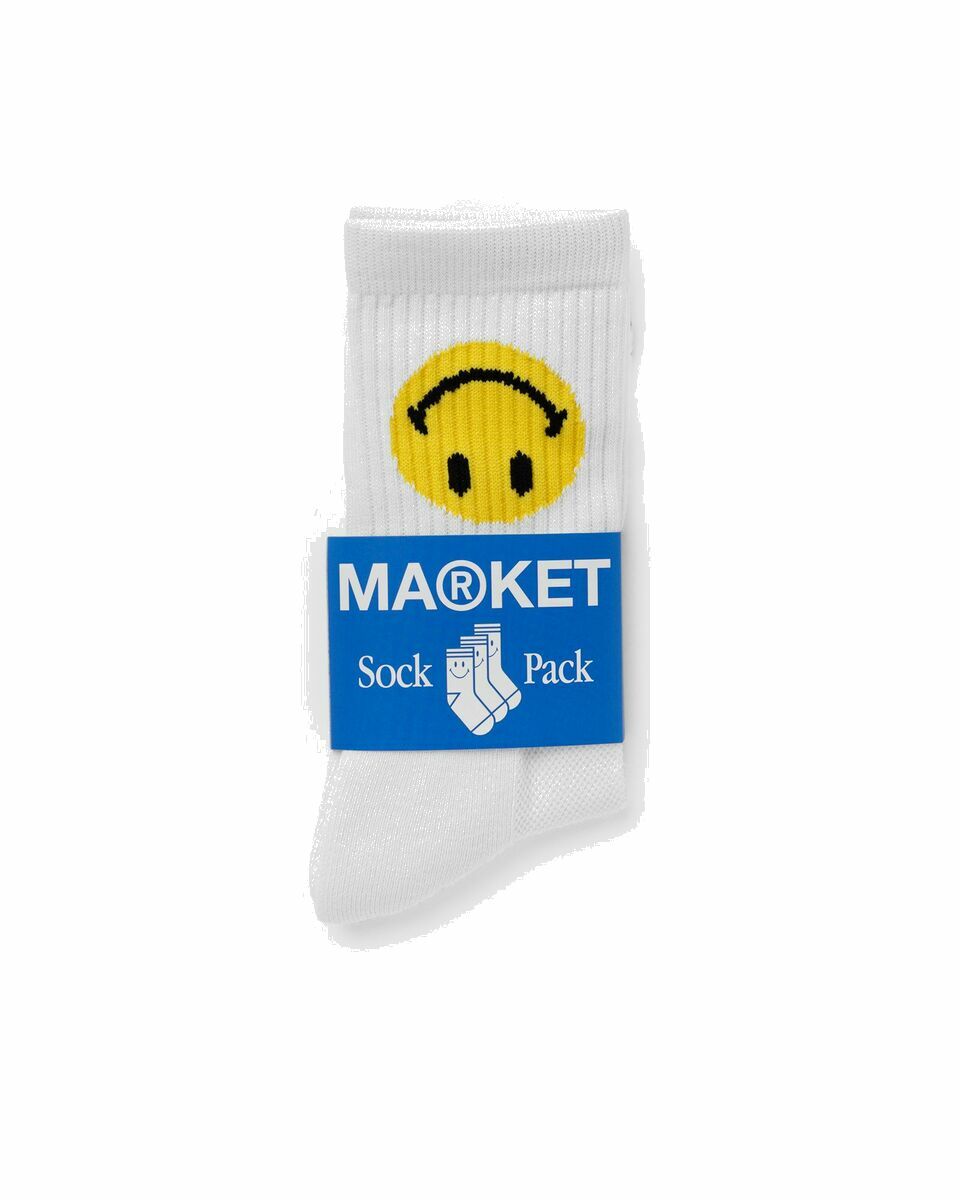 Photo: Market Smiley Upside Down Socks White - Mens - Socks
