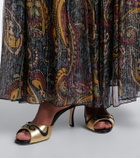 Manolo Blahnik Pintonamu embroidered metallic leather mules