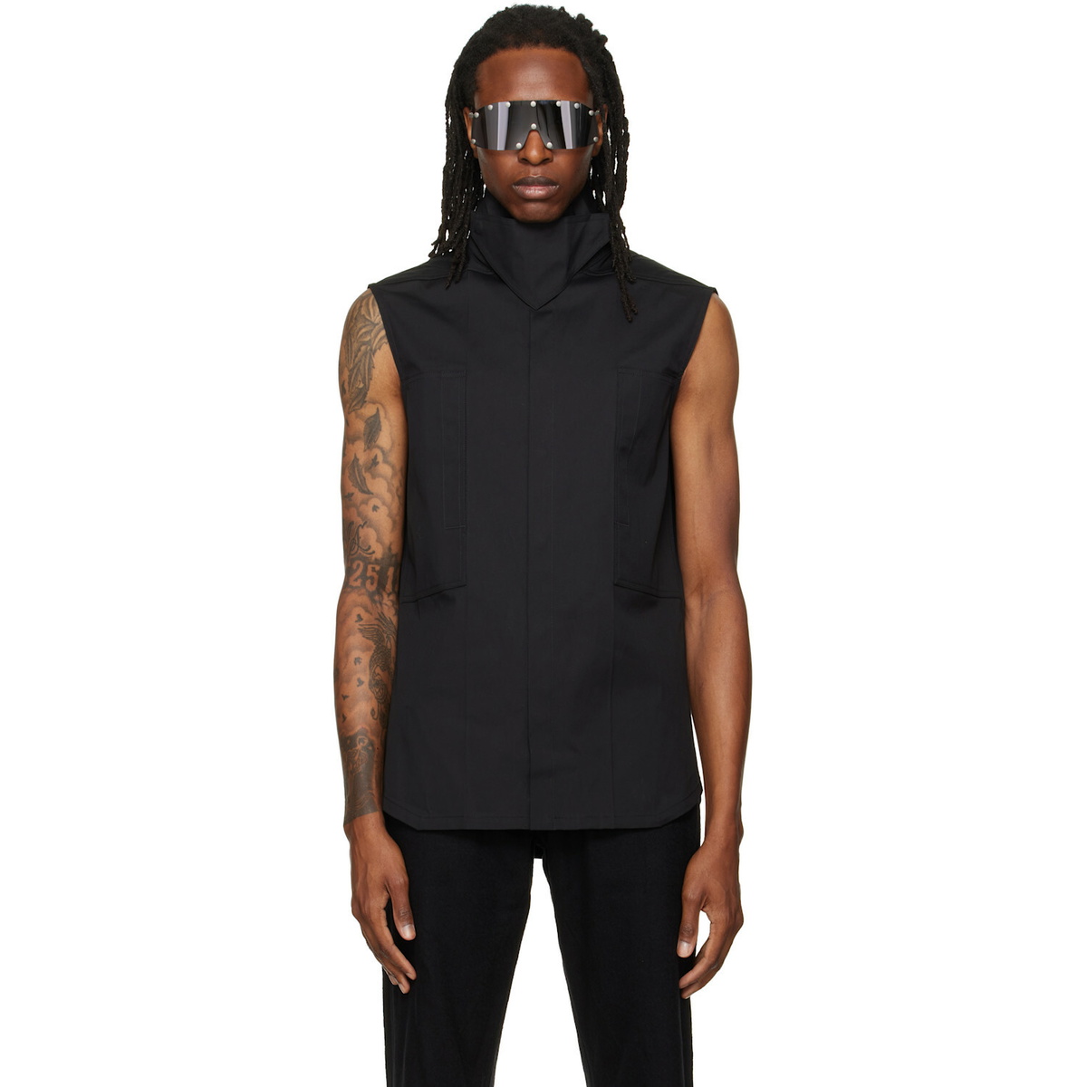 Rick Owens Men's Leather Jumbo Outershirt in Gunmetal Rick Owens