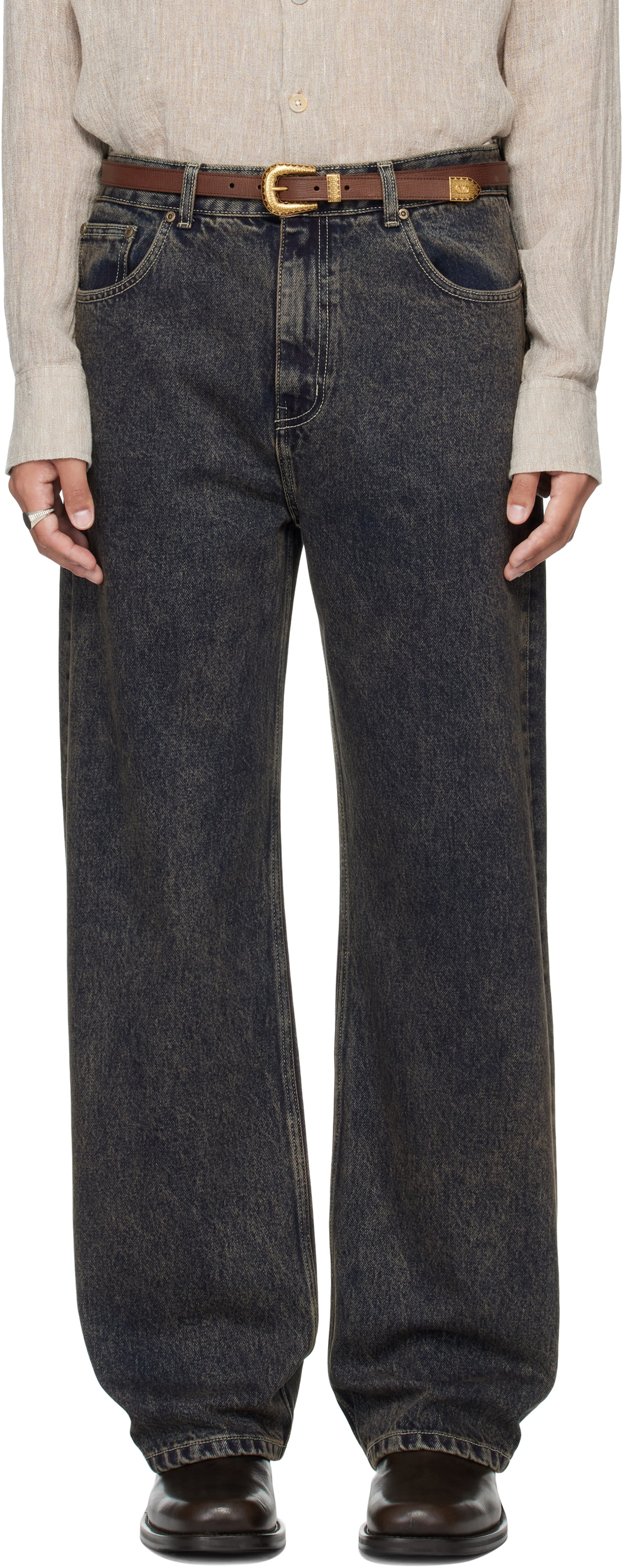 MMIC Navy Rolling Acid Jeans