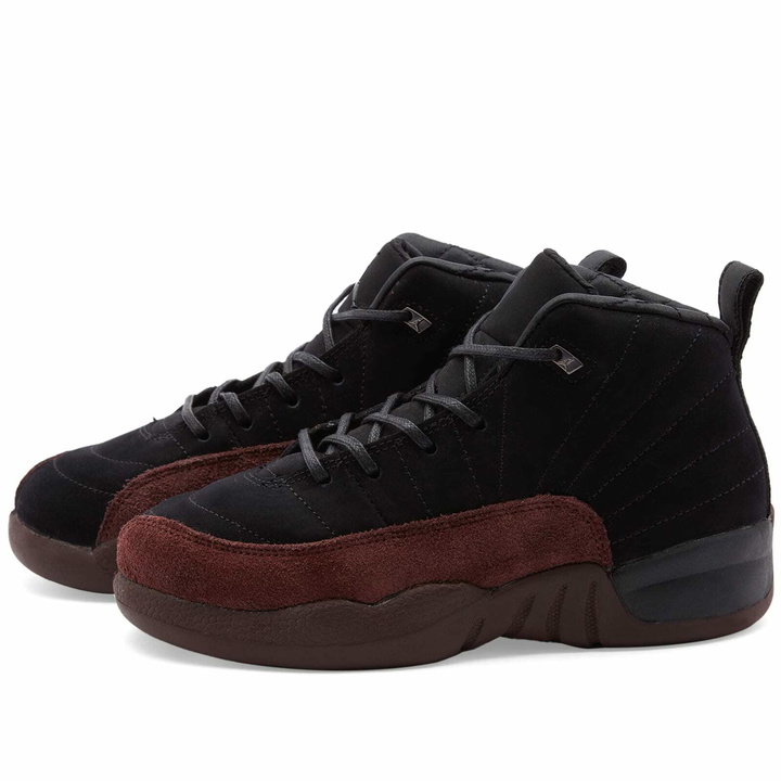 Photo: Air Jordan x A Ma Maniere 12 Retro PS Sneakers in Black/Burgundy Crush