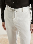 Eleventy - Straight-Leg Cotton-Blend Corduroy Drawstring Trousers - White