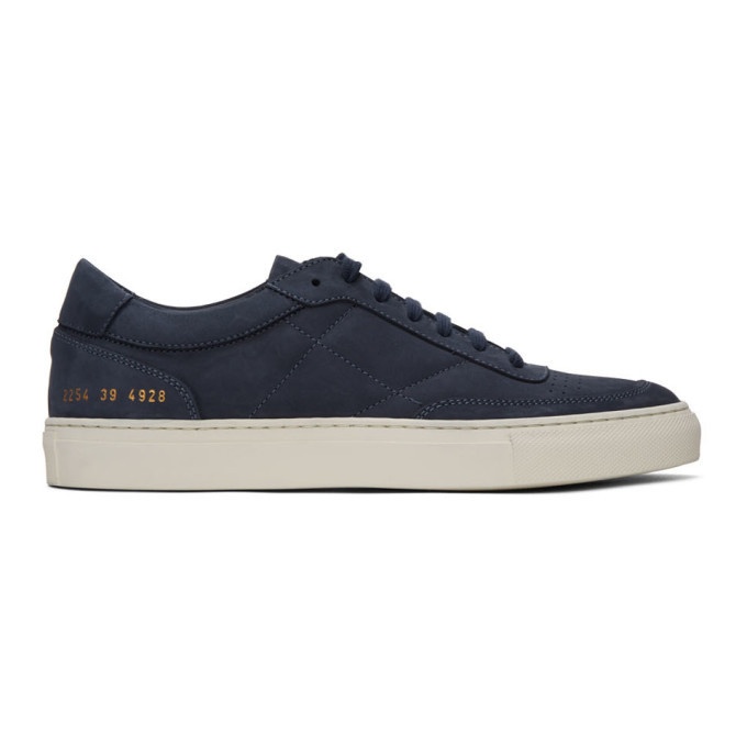 Photo: Common Projects Navy Nubuck Resort Classic Sneakers
