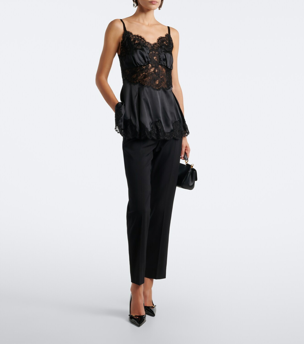 Dolce&Gabbana Lace-trimmed silk and cotton-blend romper