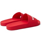 Balenciaga - Logo-Embossed Rubber Slides - Red