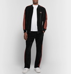 Needles - Logo-Embroidered Webbing-Trimmed Cotton-Blend Velour Track Jacket - Black