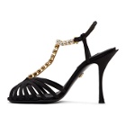 Dolce and Gabbana Black Crystal Strap Heeled Sandals