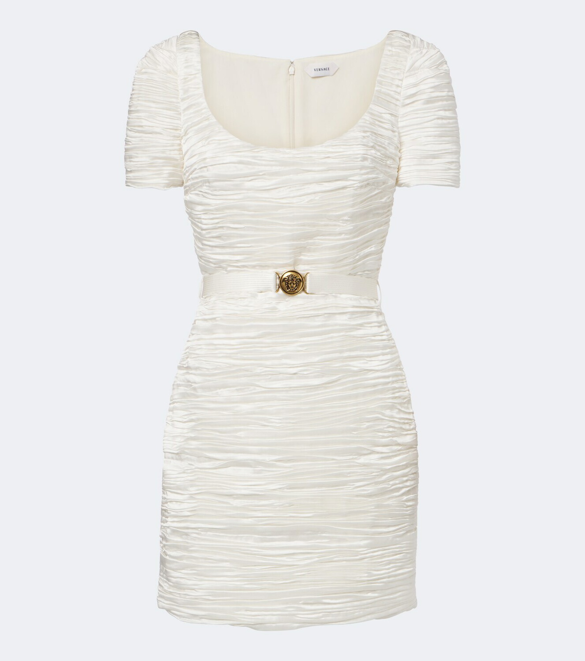 Versace Medusa pleated silk-blend satin minidress