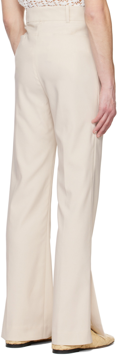 young n sang Beige Contrast Stitching Trousers