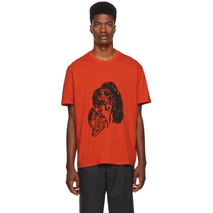 Our Legacy Orange Woman Print T-Shirt Our Legacy