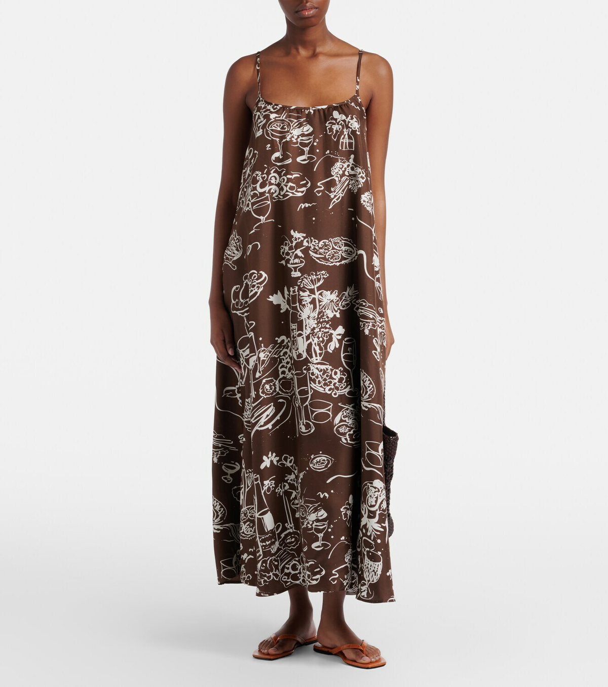 Asceno Napoli printed silk twill maxi dress