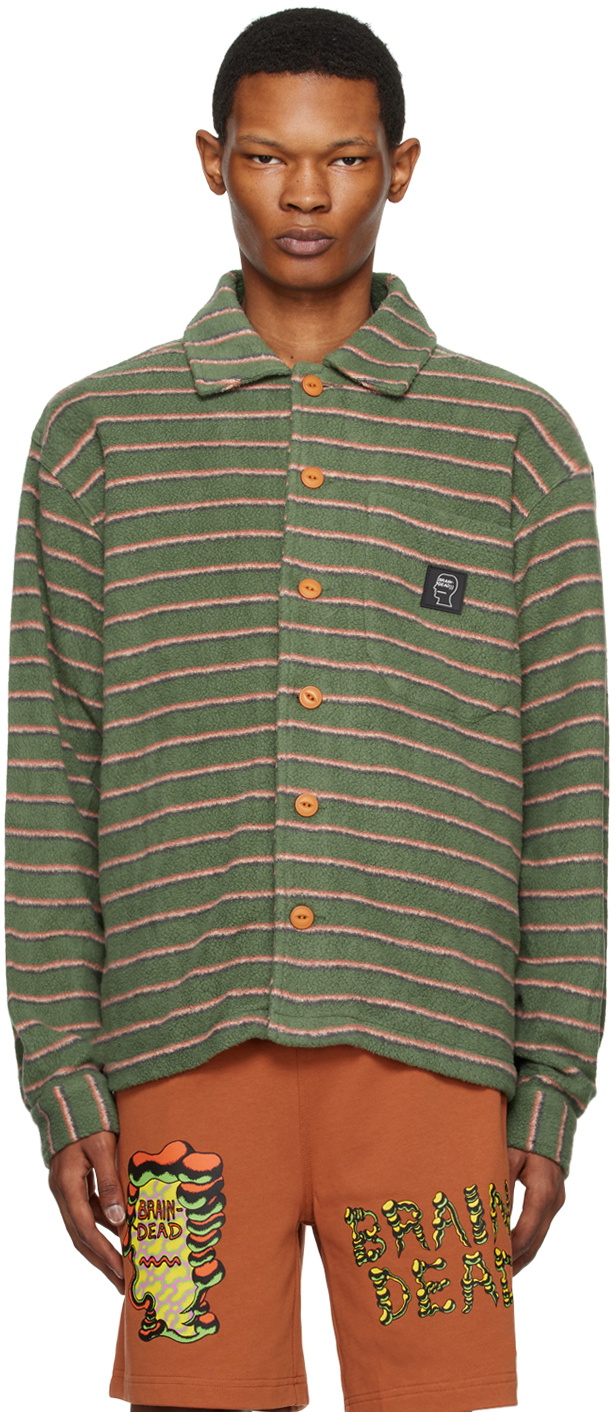 Brain Dead Green Striped Shirt Brain Dead