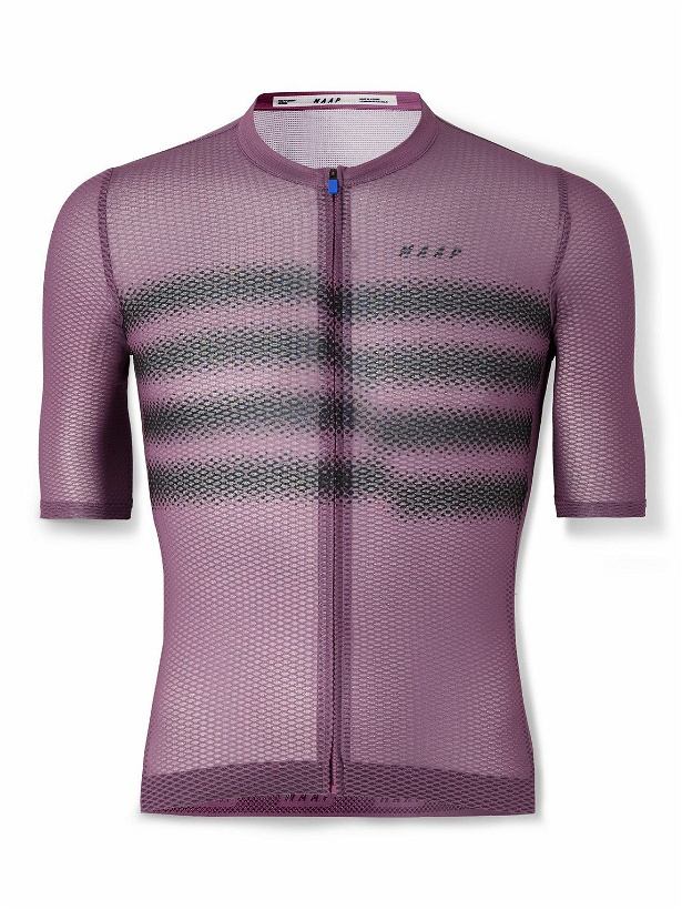 Photo: MAAP - Blurred Out Ultralight Pro Logo-Print Stretch Recycled-Mesh Cycling Jersey - Purple