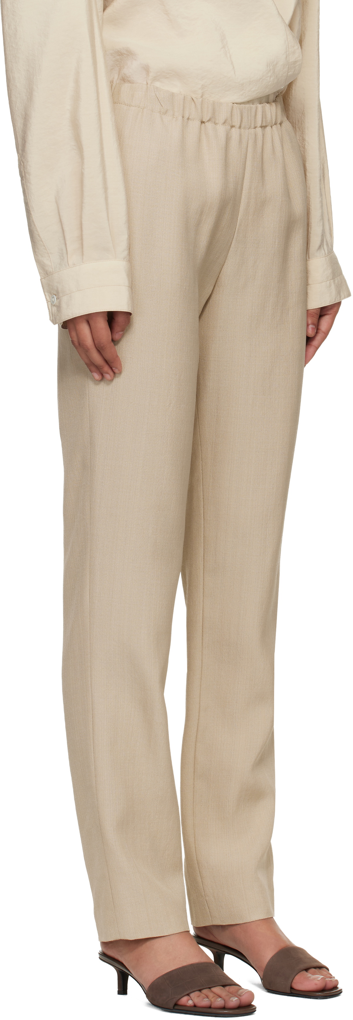 Loulou de Saison Beige Scot Straight Leg Trousers