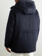 Loro Piana - Damiano Shearling-Lined Padded Storm System® Cashmere-Felt Hooded Jacket - Blue
