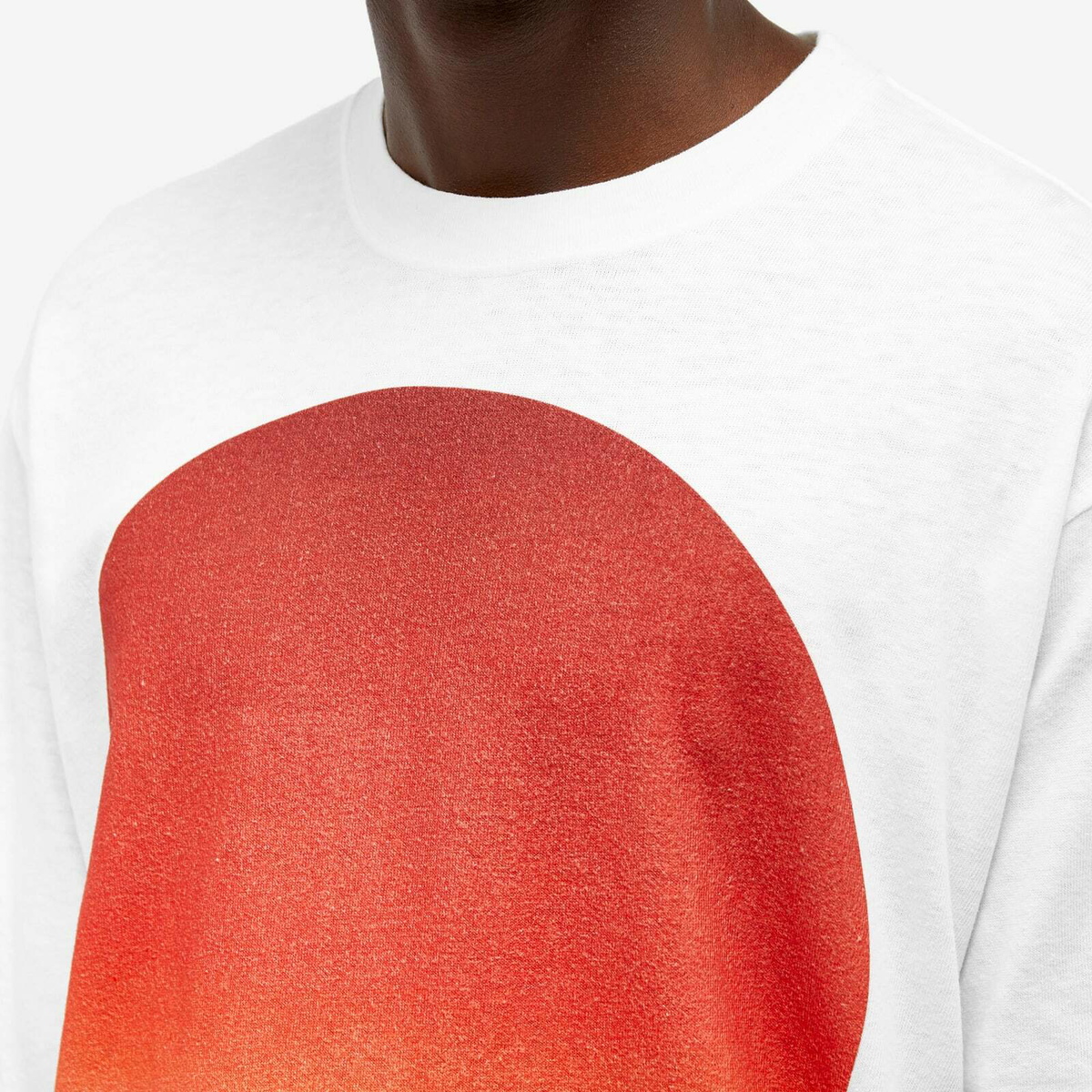 Blue Blue Japan Men's Graduation Big Circle Slub Long Sleeve T-Shirt in White/Red